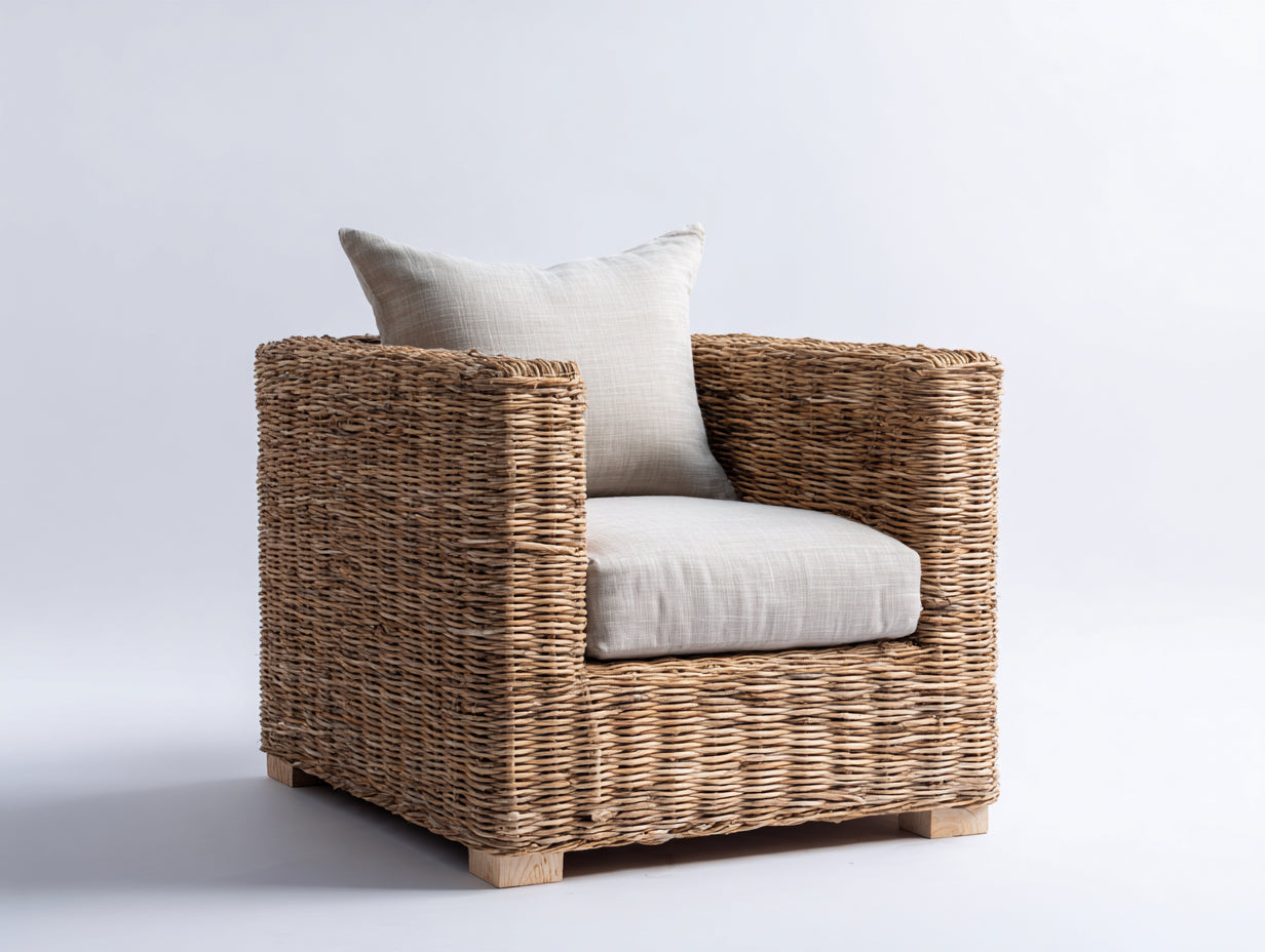 Polyrattan Gartensessel Rattanoptik 85x80x75 cm - Braun-Beige - Lounge Design