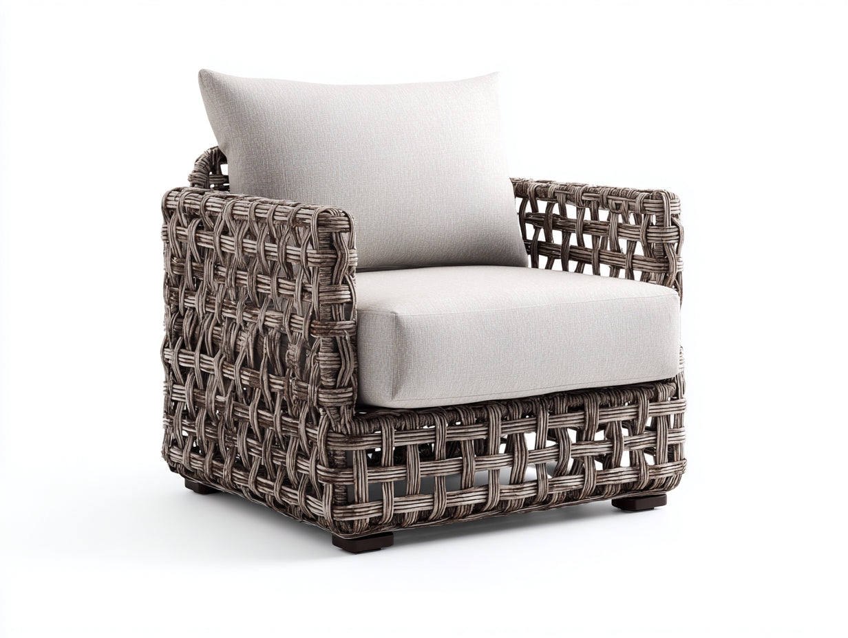 Polyrattan Gartensessel Polyrattan 88x80x76 cm - Grau-Braun-Beige - Modernes Design für Garten
