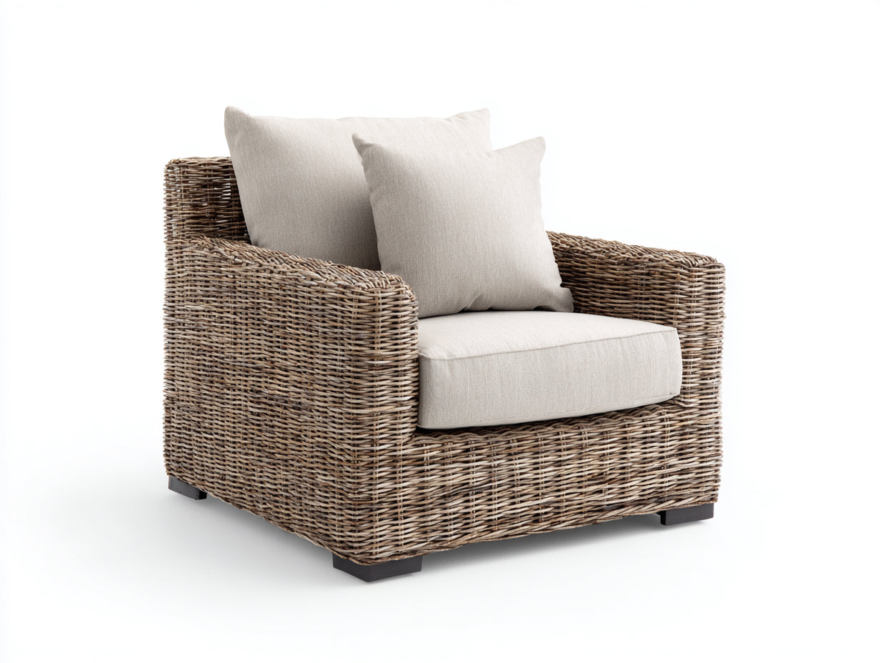 Polyrattan Gartensessel Rattanoptik 90x85x78 cm - Braun-Beige - Lounge Design