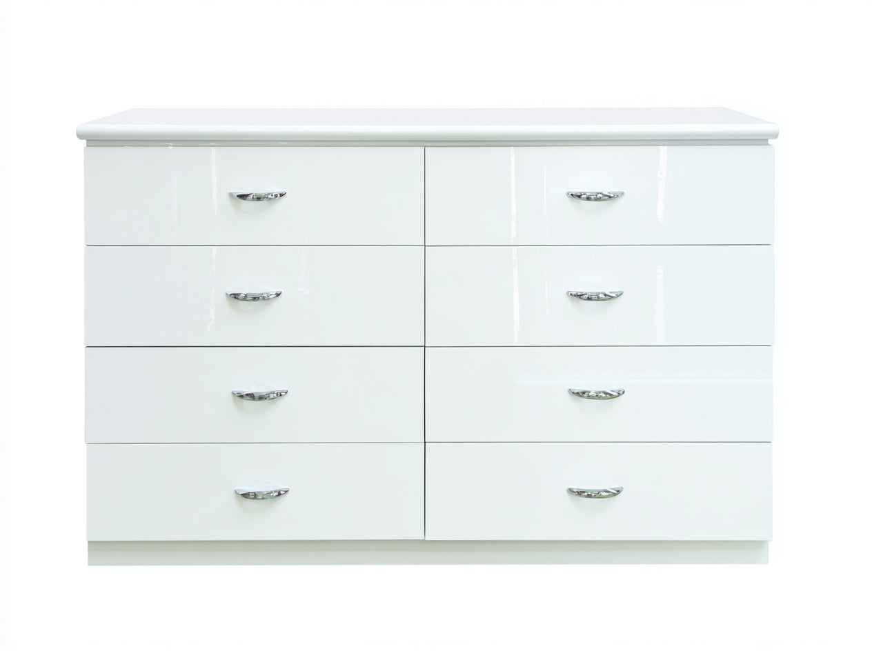 Kommode mit Schubladen Holzwerkstoff 150x48x88 cm - Weiß - modernes Hochglanzdesign