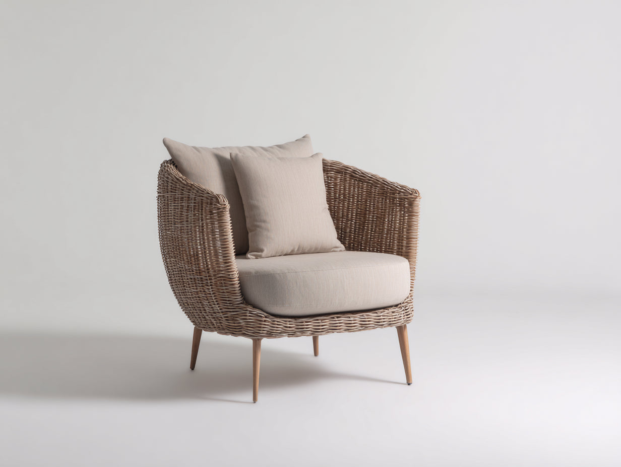 Polyrattan Gartensessel Polyrattan 78x76x86 cm - Natur-Beige - Modernes Design für Garten