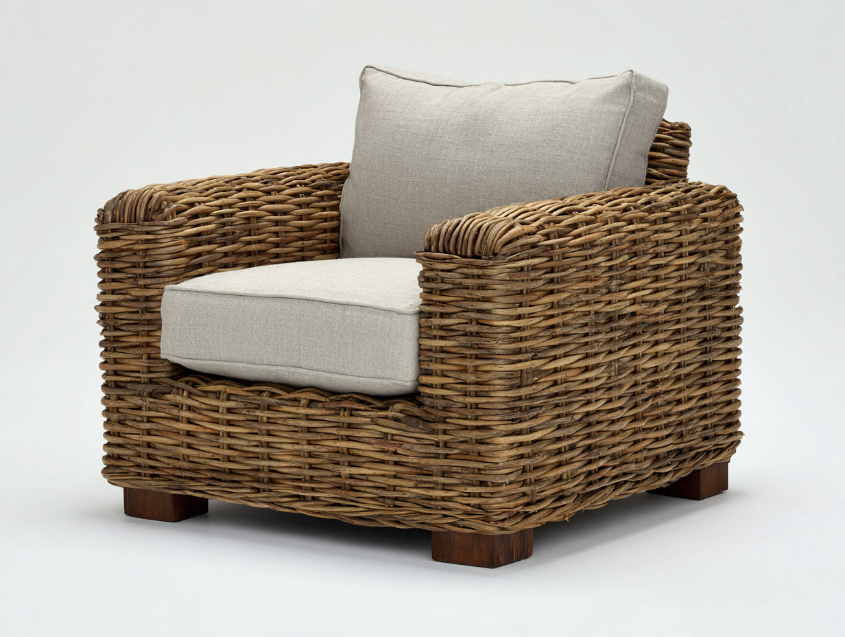 Polyrattan Gartensessel Polyrattan 90x82x78 cm - Natur-Beige - Modernes Design für Garten