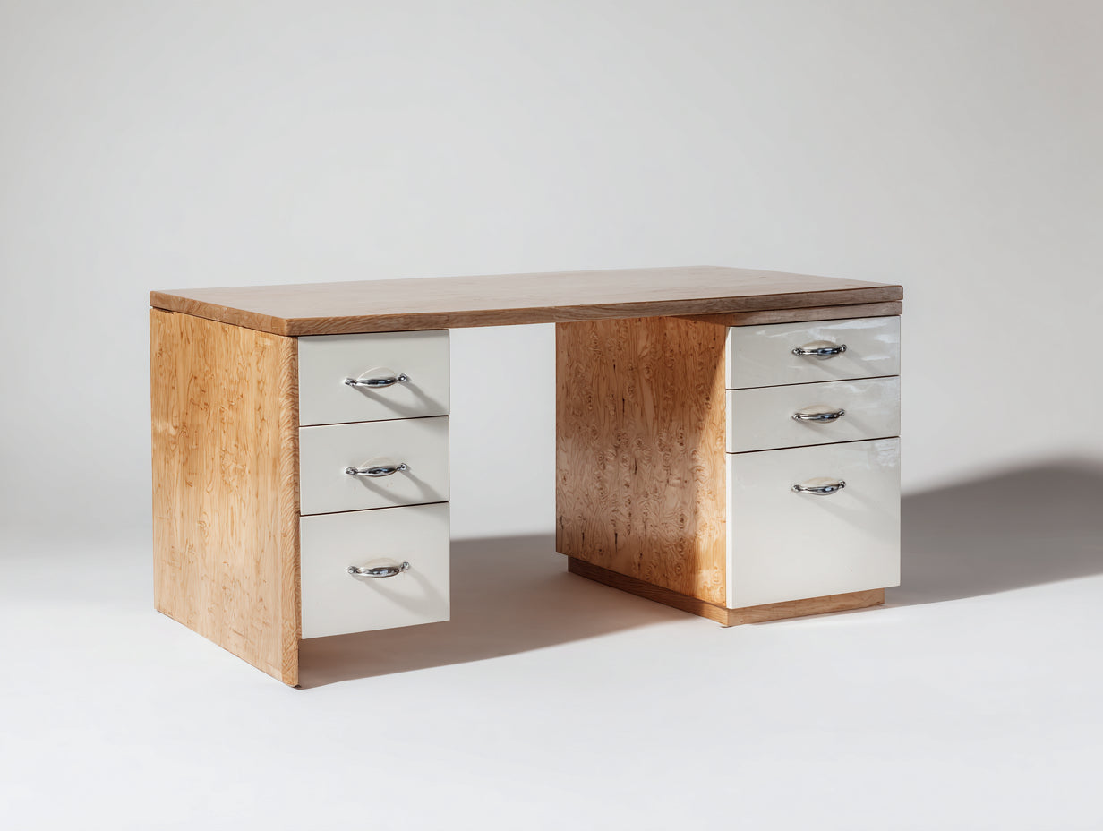 Schreibtisch Holzwerkstoff 150x65x76 cm - Weiß-Holzfarben - Modernes Design für Büro