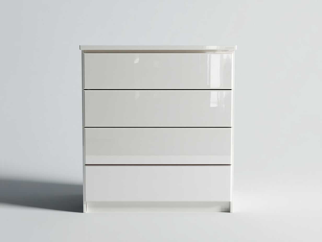 Kommode mit Schubladen Holzwerkstoff 80x42x95 cm - Weiß - modernes Hochglanzdesign