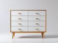 Kommode mit Schubladen 120x40x85 cm - Holzwerkstoff in Weiß-Braun - skandinavischer Stil mit 8 Schubladen