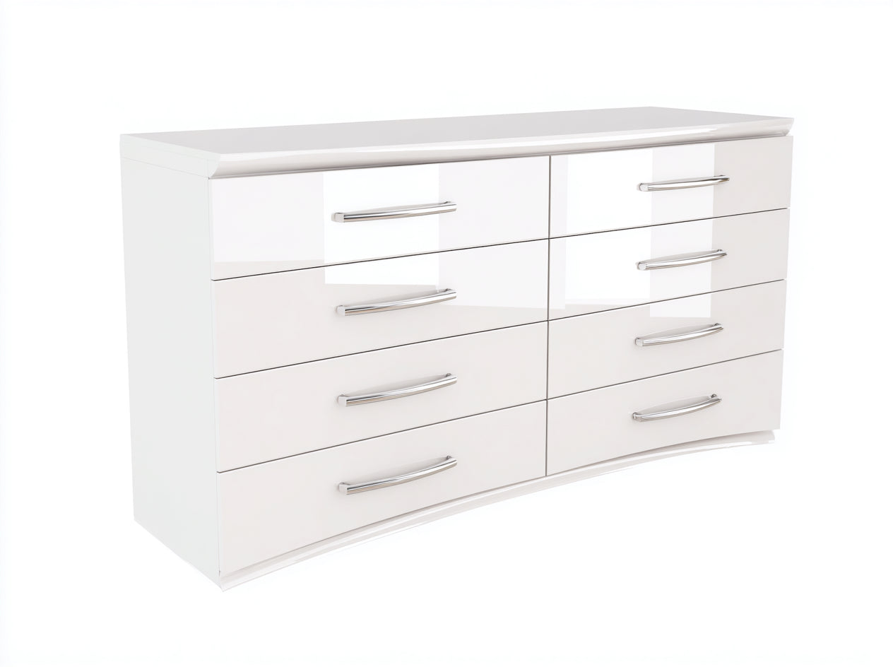 Kommode mit Schubladen 160x45x82 cm - Holzwerkstoff in Hochglanz Weiß - modernes Design mit 8 Schubladen