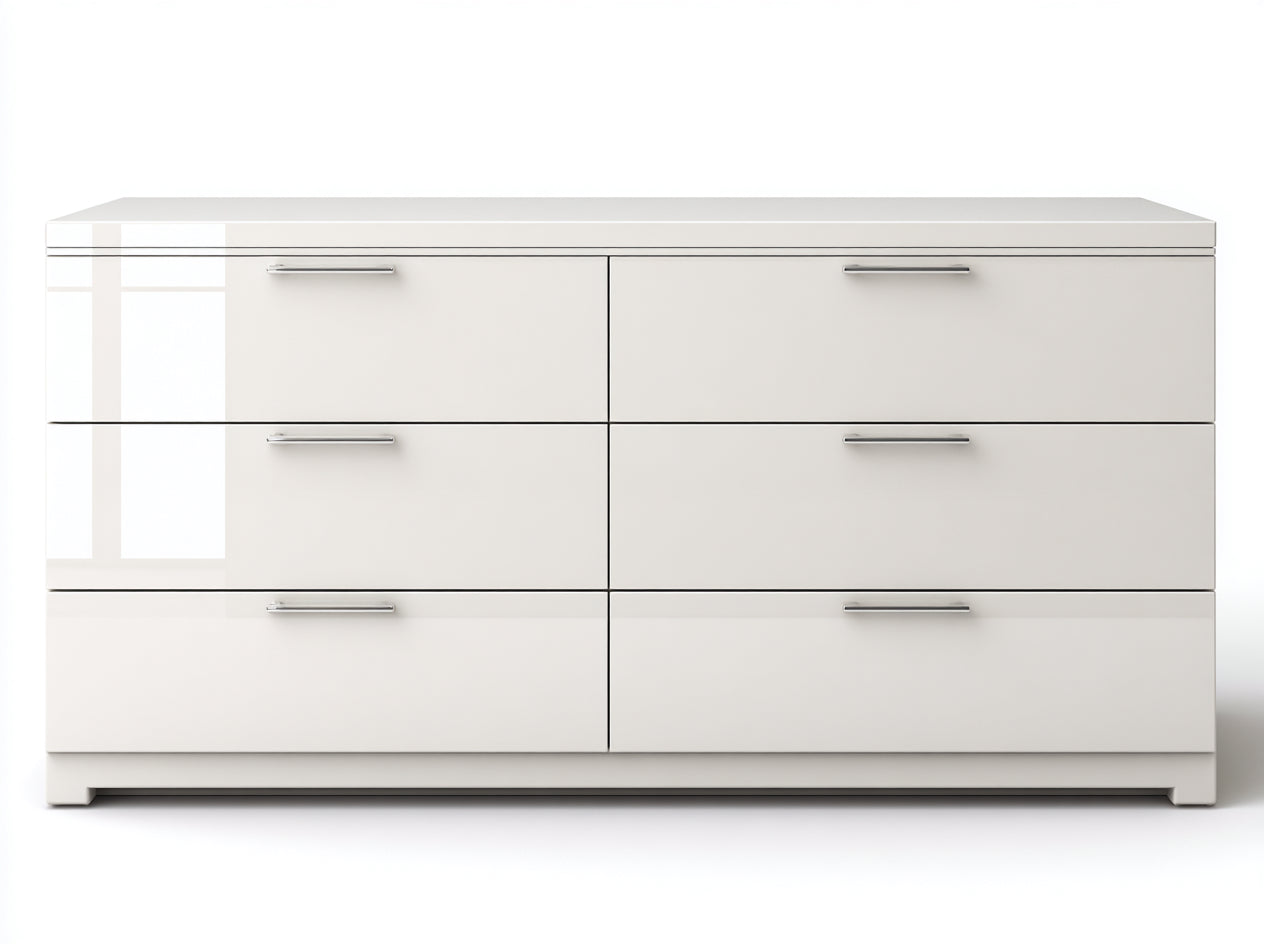 Kommode mit Schubladen 160x45x78 cm - Holzwerkstoff in Hochglanz Weiß - modernes Design mit 6 Schubladen