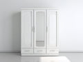Kleiderschrank 150x55x200 cm - Holzwerkstoff in Weiß - klassischer Stil mit Spiegel und 3 Schubladen