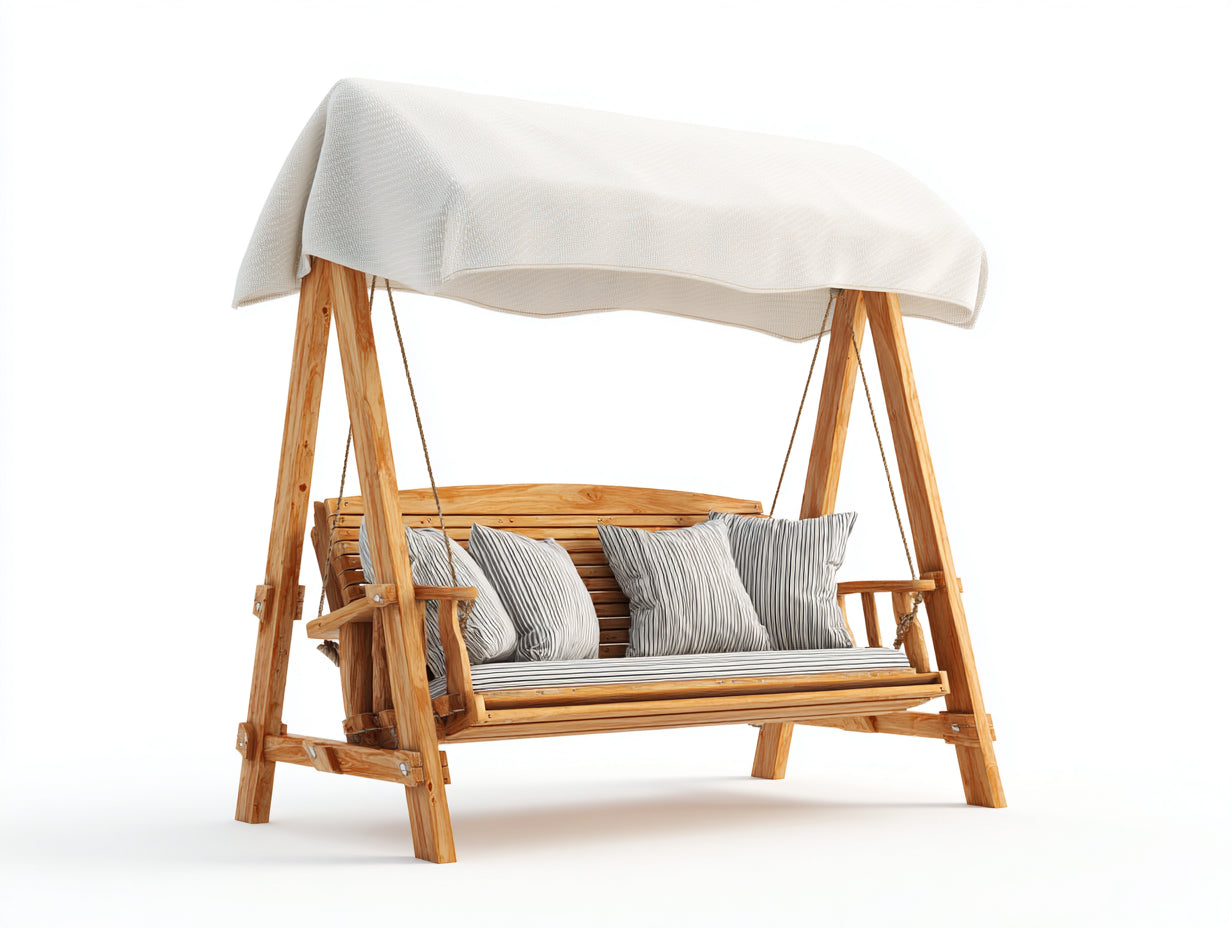 Gartenschaukeln 220x125x190 cm - Holz in Braun-Beige - rustikaler Stil mit Sonnendach