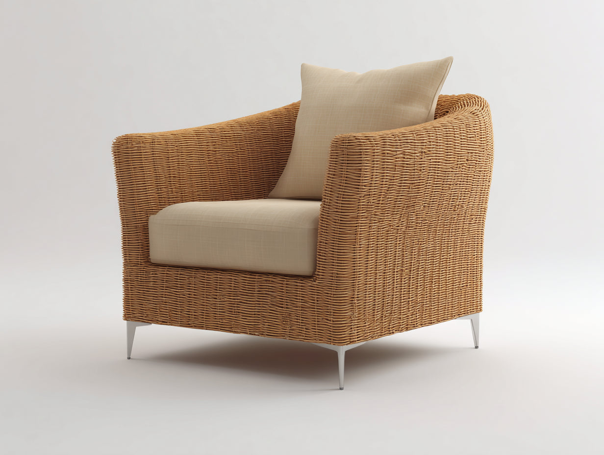 Polyrattan Gartensessel 85x78x82 cm - Polyrattan in Braun-Beige - moderner Outdoor-Stil mit Armlehnen