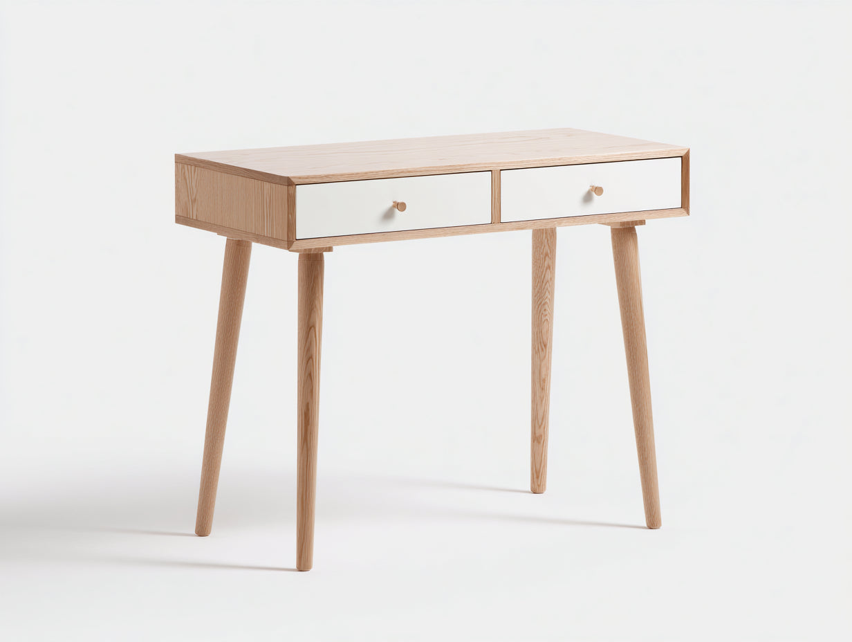 Schreibtisch Holzwerkstoff 100x45x78 cm - Weiß-Braun - Skandinavisches Design