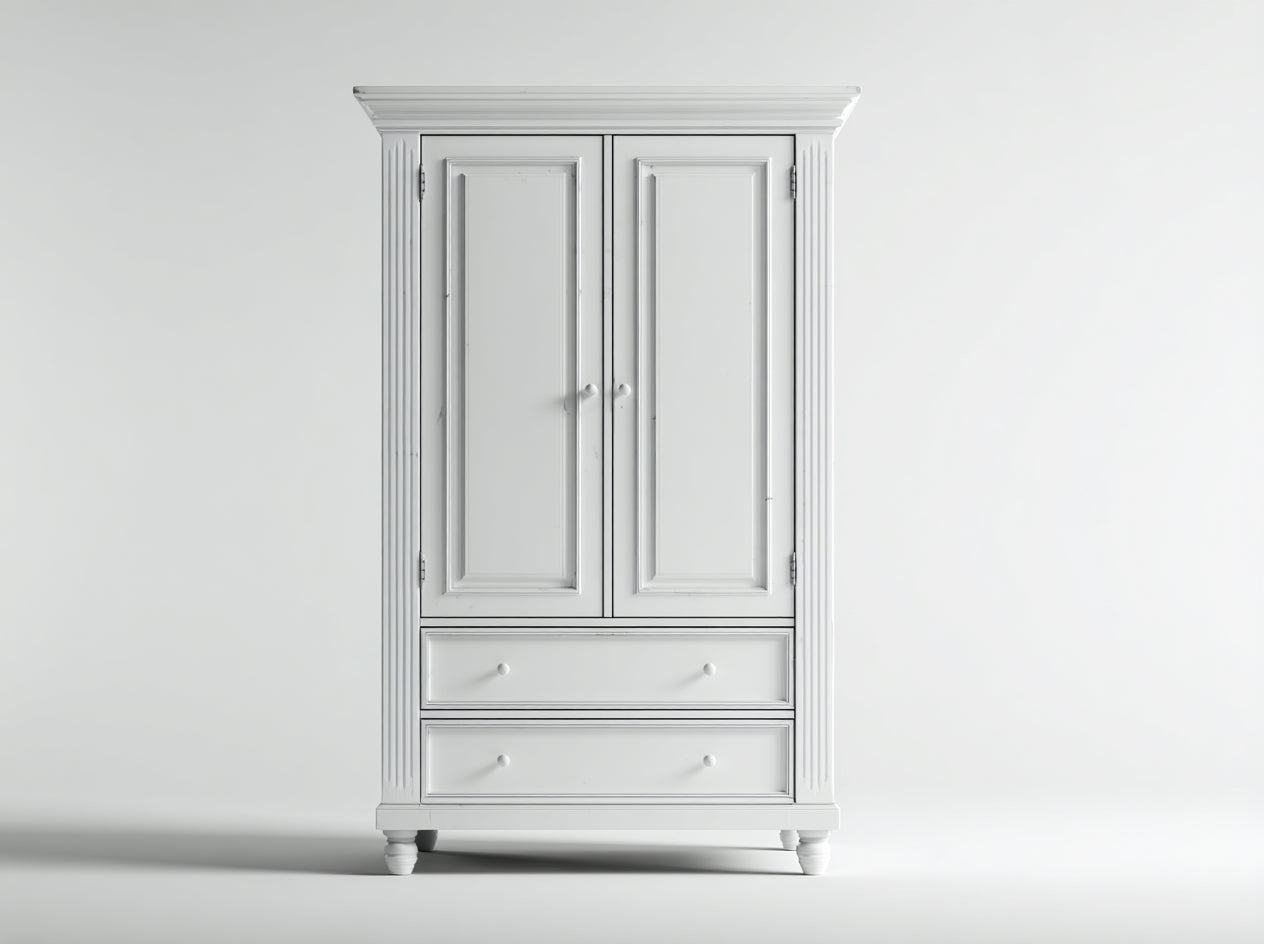 Kleiderschrank Holzwerkstoff 110x55x190 cm - Weiß - Landhausstil
