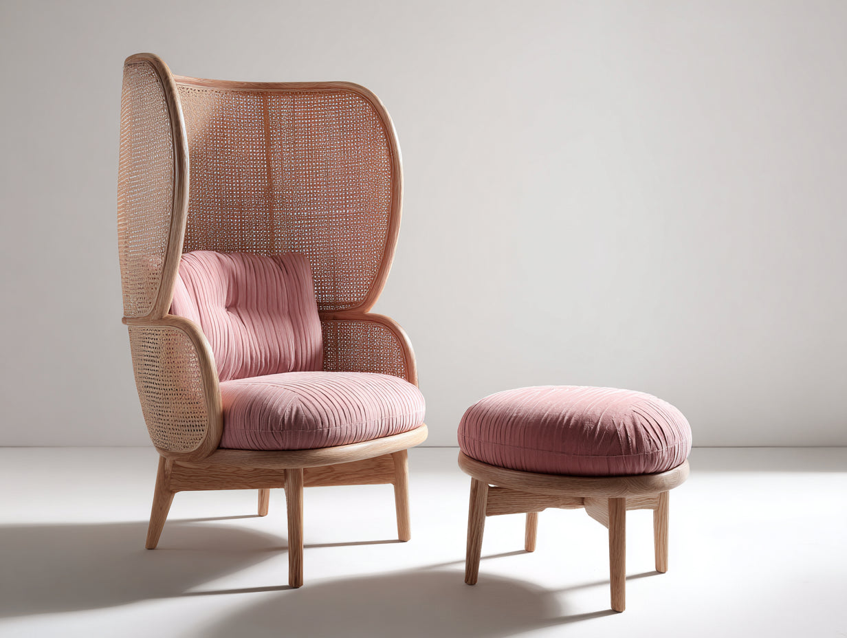 Polyrattan Gartensessel Holzoptik 95x85x140 cm - Rosa-Braun - Lounge Design