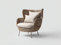 Polyrattan Gartensessel 78x74x92 cm - Naturbraun-Beige - modernes Gartendesign