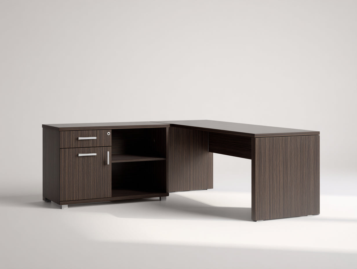 Schreibtisch Holzwerkstoff 180x160x75 cm - Dunkelbraun - Eckschreibtisch Design